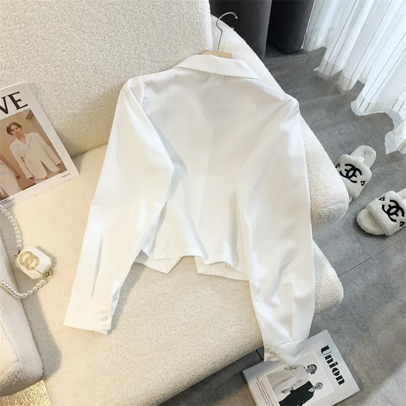 Лето 2023 новый стиль плиссированная рубашка-аккордеон женская укороченная