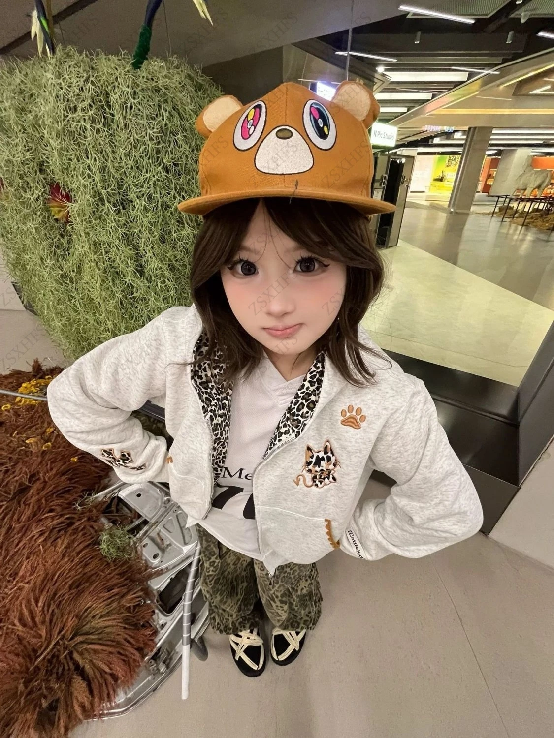 Фото Толстовки Cuteore с леопардовым принтом и кошачьими ушками, уличная одежда 2000-х годов в стиле Харадзюку для горячих девушек, однотонная толстовка на молнии, пальто, винтажная толстовка Kpop №4
