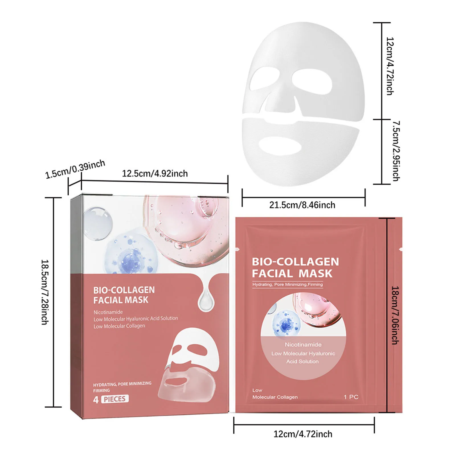 4 шт. биоколлагеновая глубоко увлажняющая маска восстанавливающая большие поры