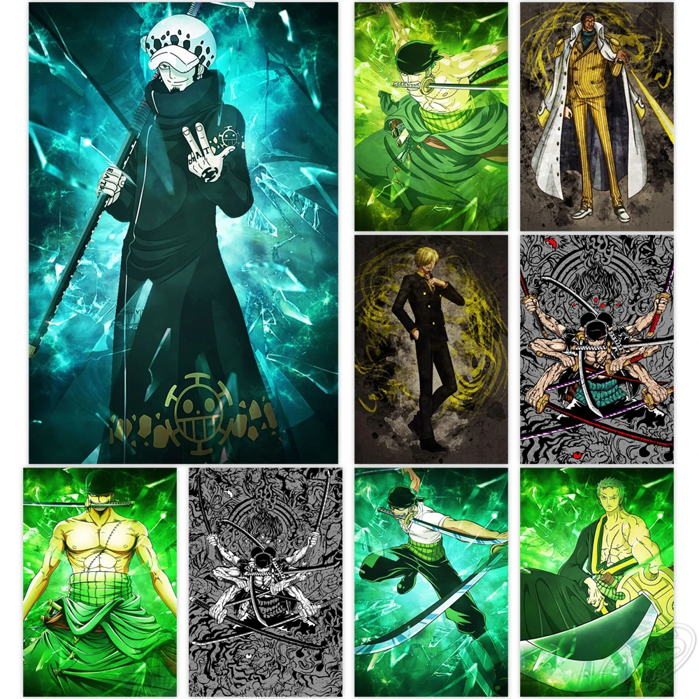 

HD Печать Цельный холст картины ророноа Зоро домашний декор аниме стена искусство TrafalgarLaw модульные картины Современные плакаты спальня