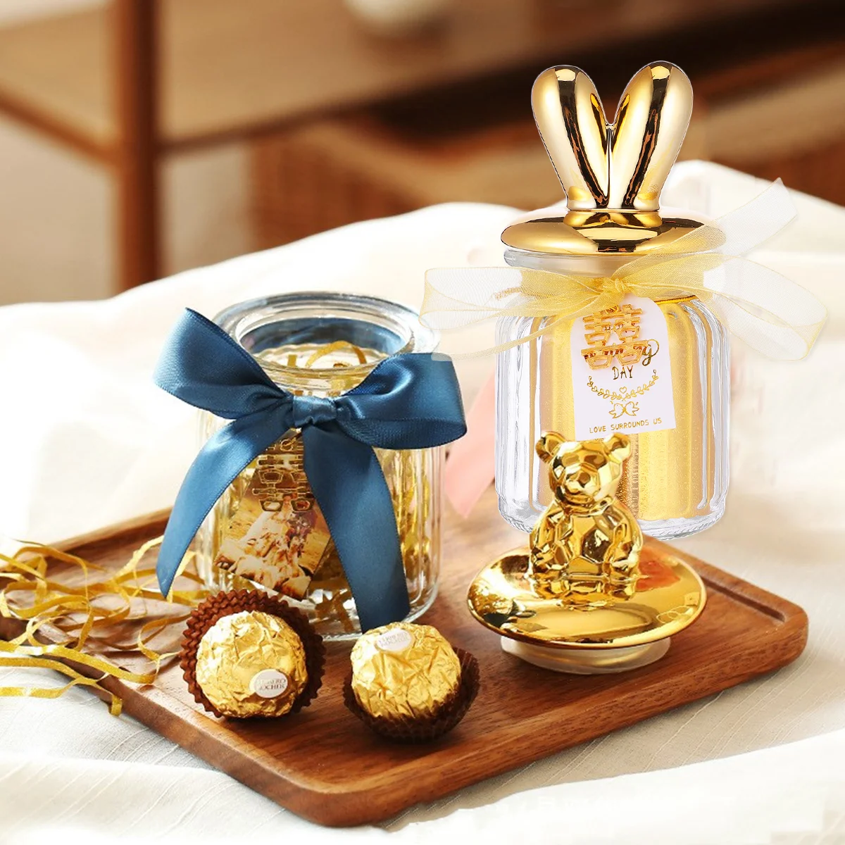 

Candy Bottle Jar Glass Jars Storage Canister Treat Wedding Ceramic Containerscotton Holder Gift Snacks Boxcookie