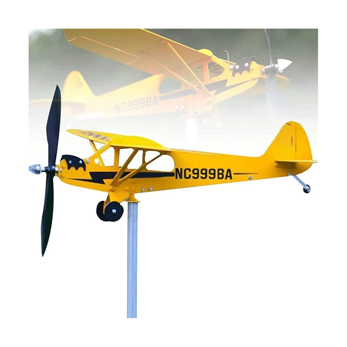 

Thyggzjbs Piper J3 Cub самолет Всепогодная ловушка, 3D уникальная и волшебная металлическая ветряная мельница, наружная ветровая скульптура, кинетическая А