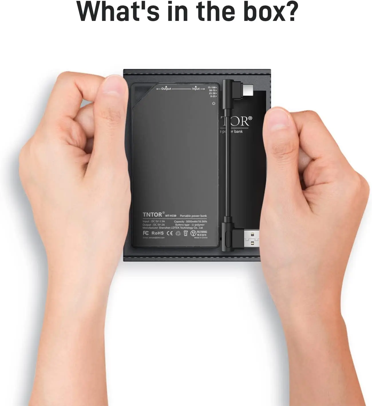 Портативный тонкий внешний аккумулятор TNTOR 6 мм 5000 мАч компактный