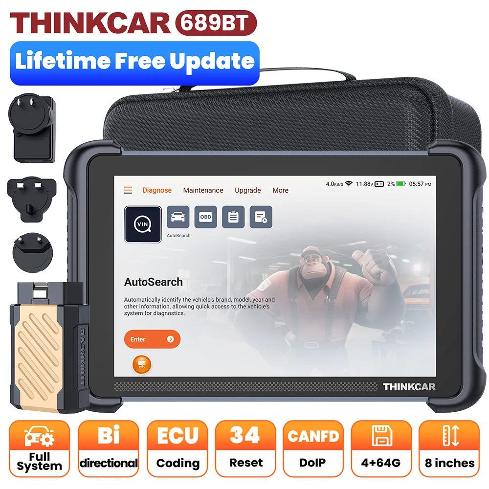 

THINKCAR THINKSCAN 689BT CANFD DOIP OBD2 диагностический инструмент 34 сброс автомобильный сканер полная система кодирования ЭБУ двунаправленное сканирование управления