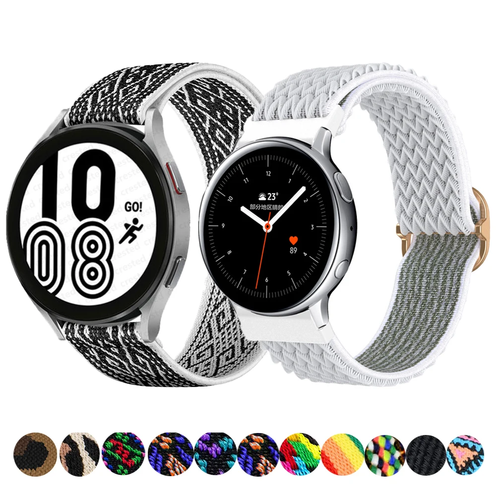 Ремешок нейлоновый для Samsung Galaxy watch 4 44 мм 40 Active 2 Gear S3 браслет соло Huawei GT/2/2E/Pro/3 20 22 |