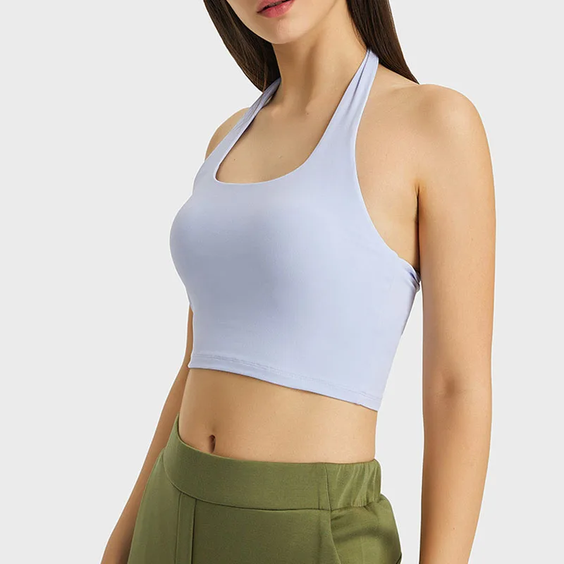 

Женский бюстгальтер с лямкой на шее и открытой спиной