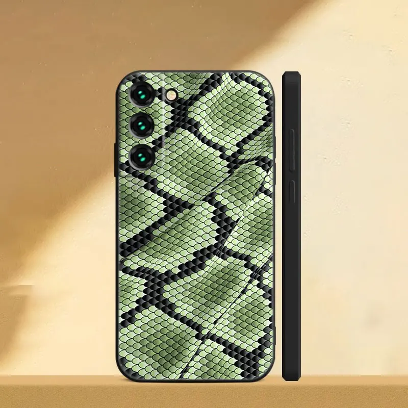 Leopard Print Snake Skin Phone Case For Samsung Galaxy S22 S21 Ultra S20 FE S10 Lite S10E S8 S9 Plus S7 Edge Black Soft Cover images - 6