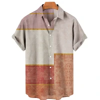 mens hawaiian shirt mens oversized short sleeve vintage shirt art color block mens fashion summer beach cuban collar shirts