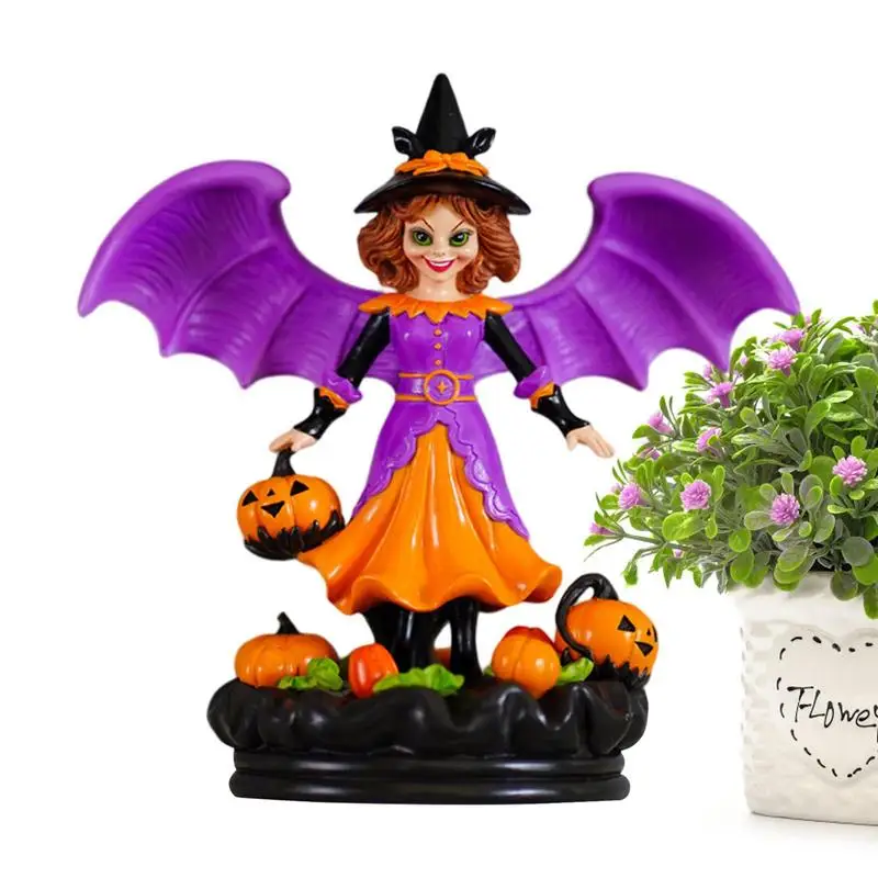 

Witch Resin Ornament Halloween Dolls Home Collectibles Realistic Features Strong Resin Maintain The Horror Spirit For Desktop