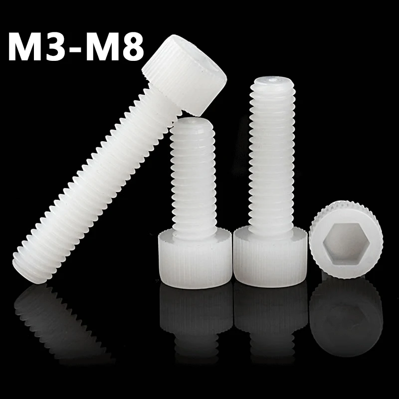 

M3 M4 M5 M6 M8 White Nylon Hexagonal Screw Cup Head Plastic Hexagon Screw