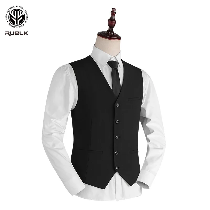 

Men's Vest New Slim Korean Youth Work Clothes Business Suit Vest Men's Wedding Groomsmen Wear Men's Single-breasted Suit Vest