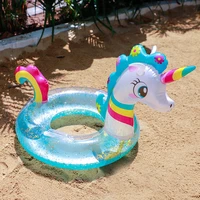 new inflatable sequined unicorn swimming laps high quality pool toys for children swimming protection swim rings wholesale