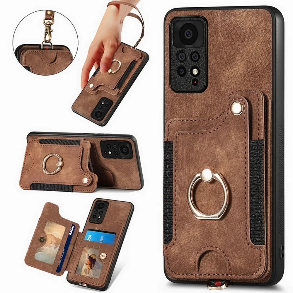 

For Redmi Note 12 11 Pro Plus 11T 11E 5G RFID Leather Case For Xiaomi Redmi Note12 Turbo 11S 11 SE 12R 10S 10 T 9 Pro Back Cover