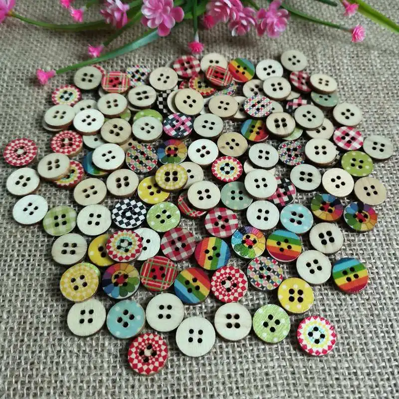 

Деревянные пуговицы с 4 отверстиями, 40 / 100 шт./лот