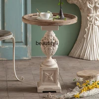 lbx small table coffee shop outdoor wedding roman column decoration vintage solid wood small round table living room side table
