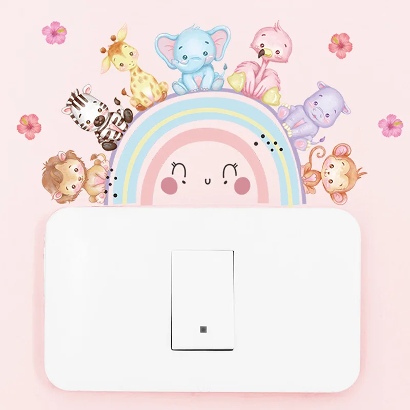 1 шт. Мультяшные животные переключатели наклейки для детской комнаты декор
