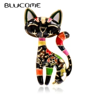 blucome enamal animal brooches cute colorful cat shape corsage suit bag scarf hat pin jewelry for women kids clothes accessories