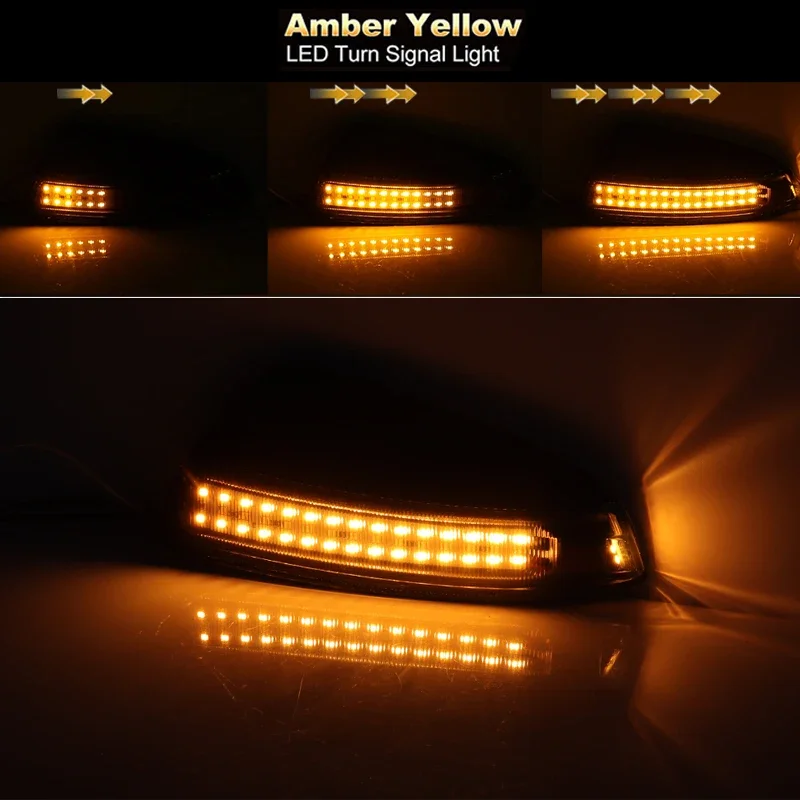 2x белая/янтарная последовательная вспышка светодиодное боковое зеркало DRL