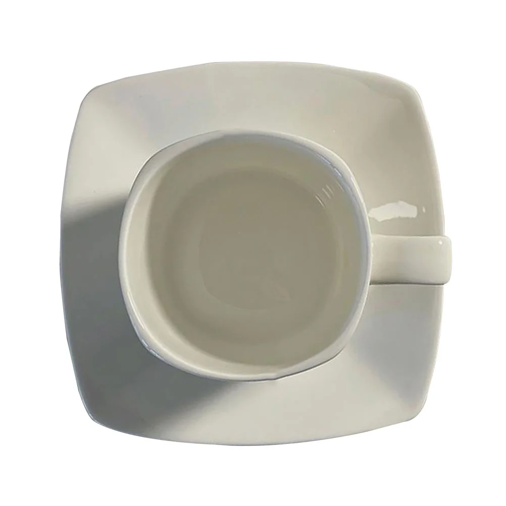 

1 Set Ceramic Coffee Cup with Square Saucer Afternoon Tea Cup Retro Coffee Cup