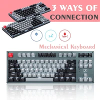Keys Mechanical Keyboard Backlit Wireless Bluetooth-Compatible Rechargeable Gaming Keyboard for Laptop Tablet RF912D