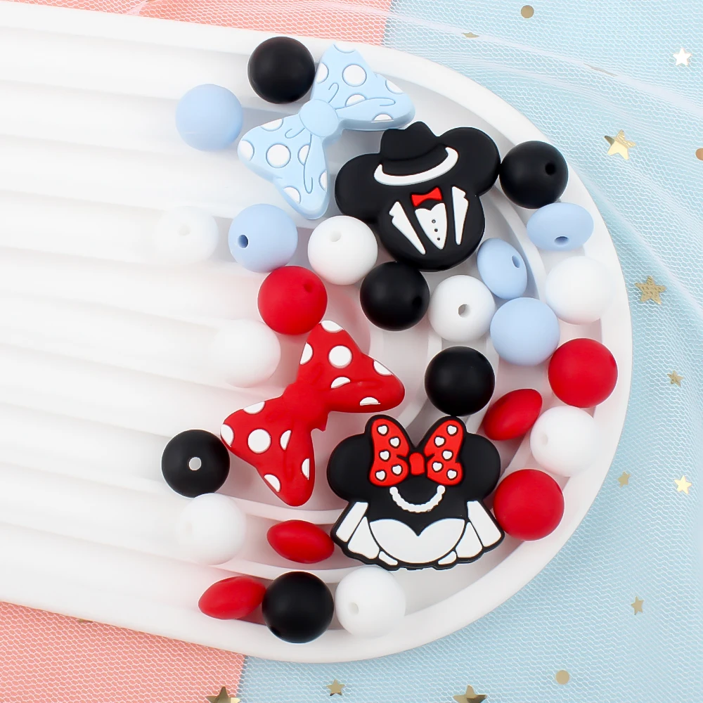 40 шт./набор силиконовые бусины в форме мыши