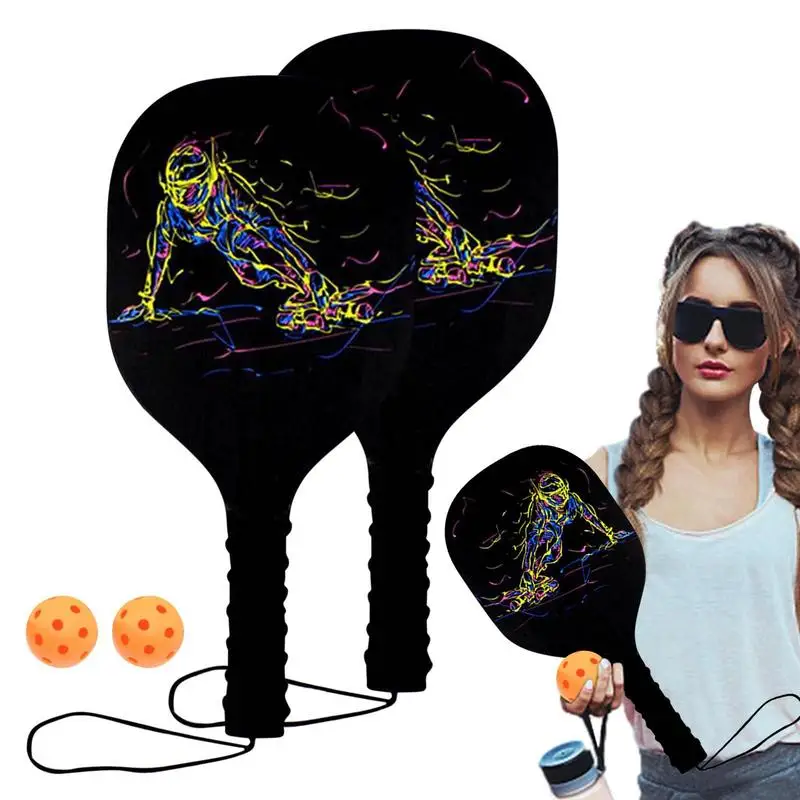 

Деревянные ракетки для занятий спортом на открытом воздухе, ракетки для пиклебола для взрослых, набор для пиклебола с 2 мячиками для пиклебола, 2 лопатки