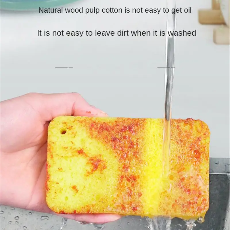 

Non-stick Color Wood Pulp Cotton Sponge Dish Cloth Compresse Magic Oil Multifunction Kitchen Rag Towel Roll Dishwashing Sponge