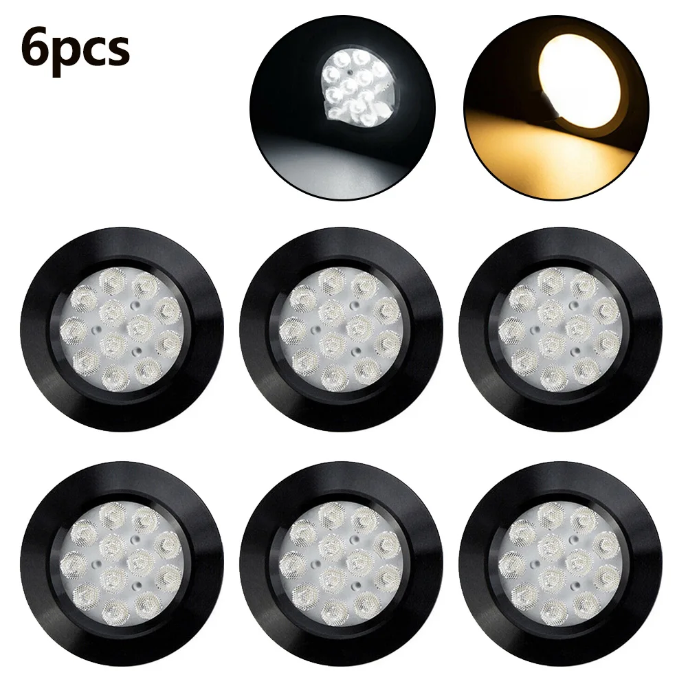 

4/6pcs 12V Interior LED Spot Light 12V 3W 3000K/6000K -20°C~+50°C For T4 T5 Camper Van Caravan Boat Downlight Black Light