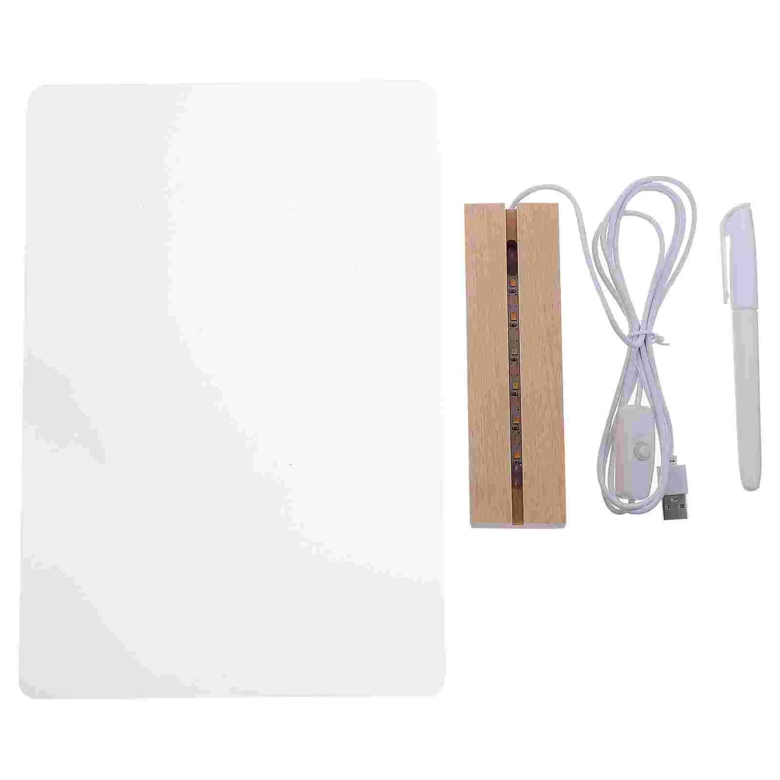 

1 Set Acrylic Note Board Desktop Office Night Light Erasable Message Board