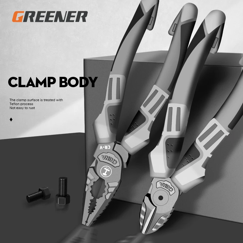

GREENER Vise Multi-function Universal Needle-nose Pliers Wire Cutter Industrial-grade Hand Pliers Eectrician Hrdware Tols Daquan