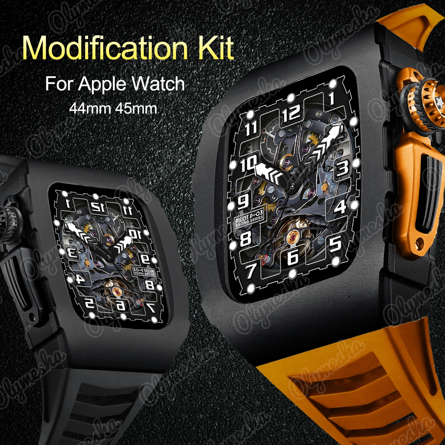 

Luxury Modification Kit For Apple Watch Strap 44mm 45mm Aluminum Metal Case Rubber Bracelet Mod Kit DIY iWatch Series 8 7 5 SE 4