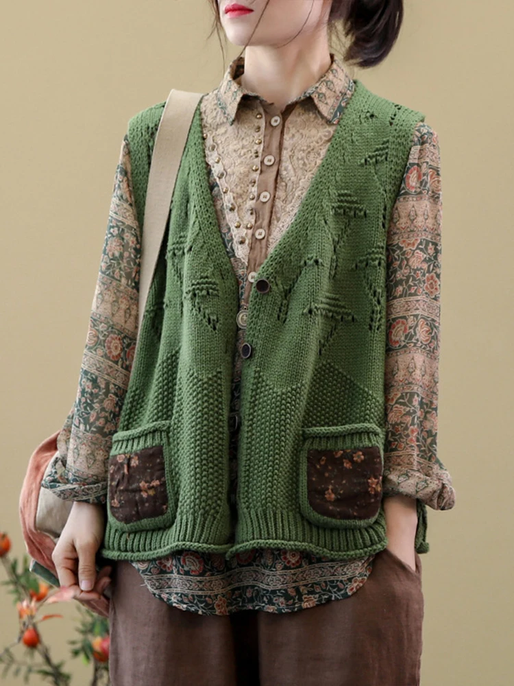 Женский винтажный Трикотажный жилет Max LuLu весенний с V-образным вырезом и