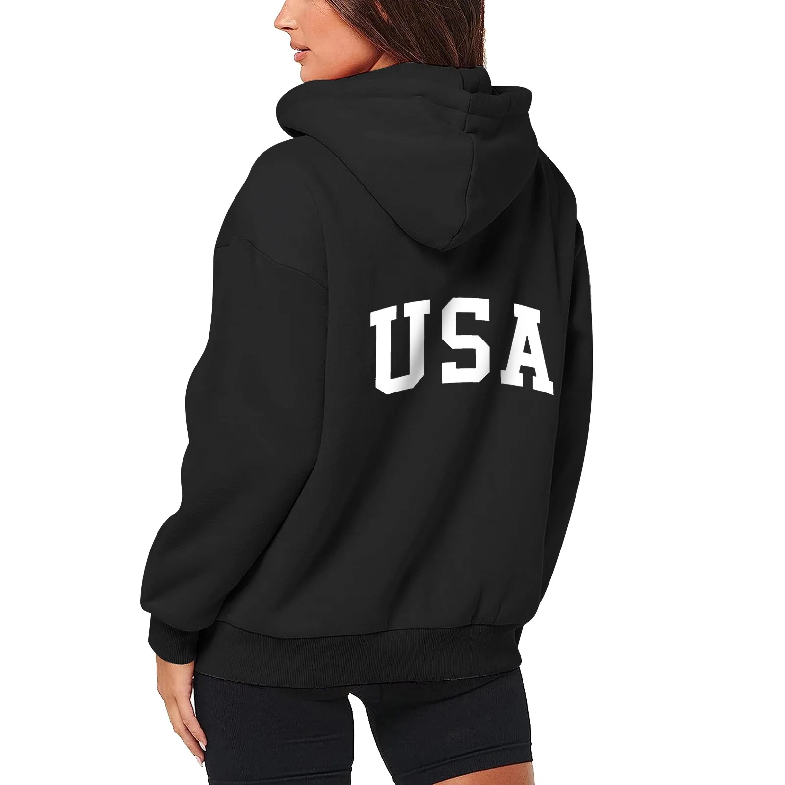 

Hooded Jacket Streetwear Y2k Gothic Usa Print Letter Oversize Zip Up Hoodies Sweatshirt Winter Grunge Long Sleeve Casual Coat