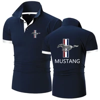 summer hot selling mustang polo shirt new ford polo casual fast drying breathable logo lapel shirt motorcycle race t shirt