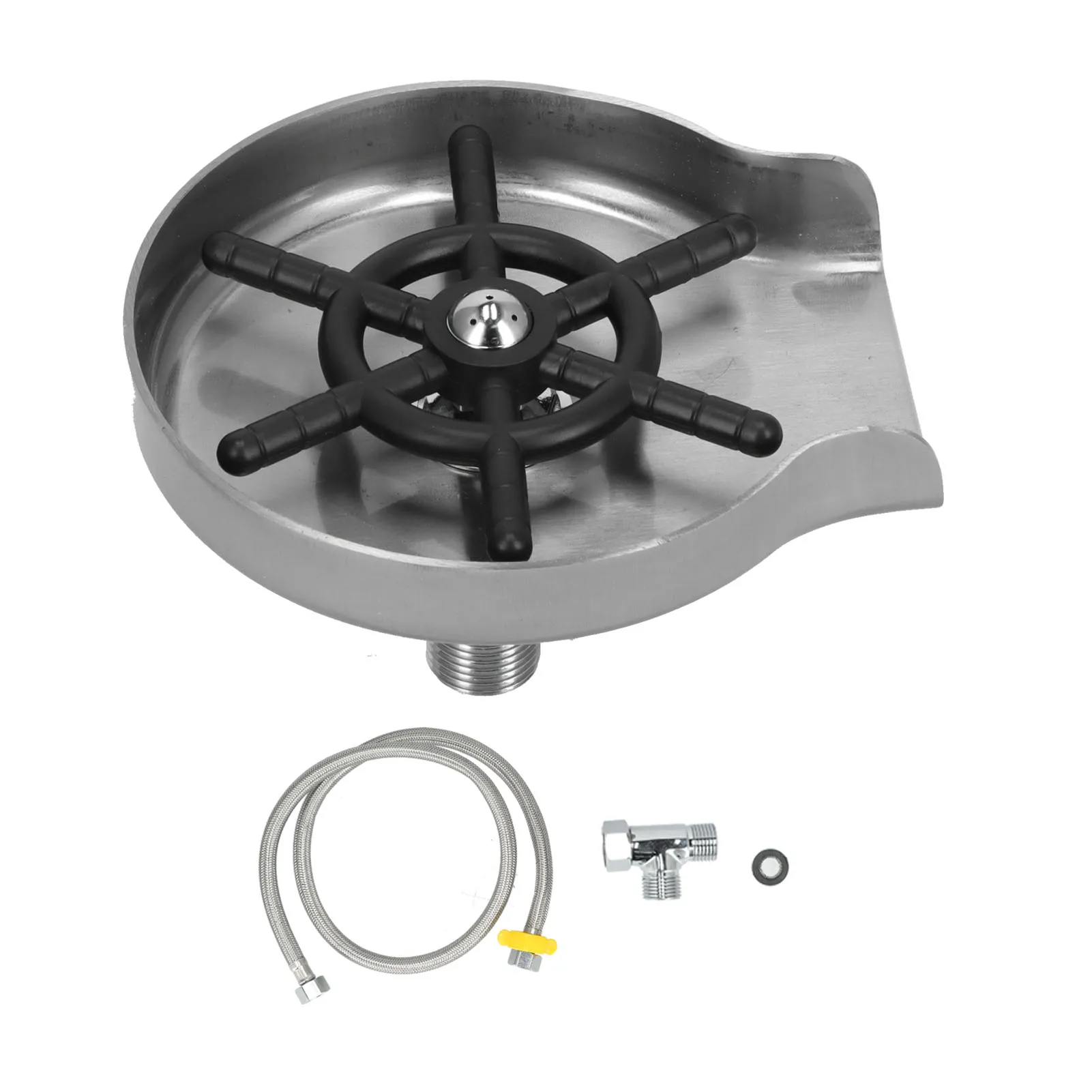 

High Pressure Cup Washer Set with Stainless Steel Base Sink Faucet Glass Rinser Accessory for Home Bar Hotel