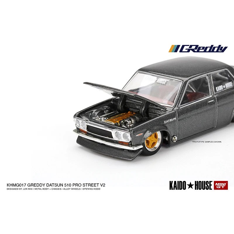 1:64 MINI GT Datsun 510 Pro Street GREDDY Gun Metal Grey Pearl White Alloy Diorama Car Model Collection Miniature Carro In Stock images - 6