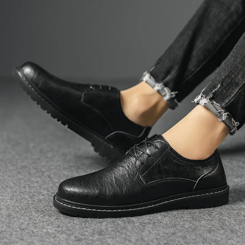 

Мужские деловые туфли-оксфорды, коричневые элегантные кожаные туфли в итальянском стиле, деловой стиль, удобная обувь для осени и зимы,