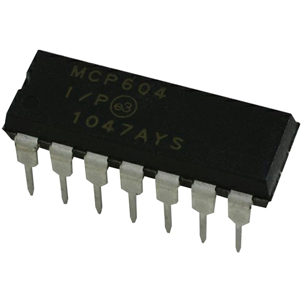 MCP604-I/P Op Amp Quad усилитель малой мощности R-R O/P 6V Автомобильная 14-контактная PDIP-трубка