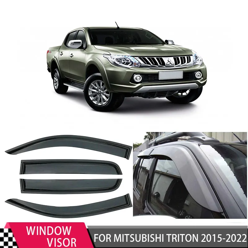 

Weathershields Window Visor for Mitsubishi Triton 2015 2016 2017 2018 2019 2020 2021 2022 Dual Cab 4pcs/set