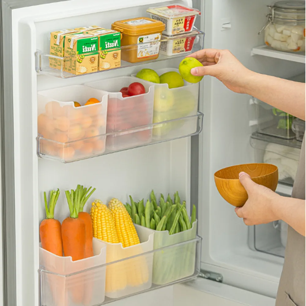 

Многофункциональный Домашний Органайзер, 2 шт., контейнер для хранения свежих продуктов, боковая дверь холодильника, для овощей, фруктов, сп...