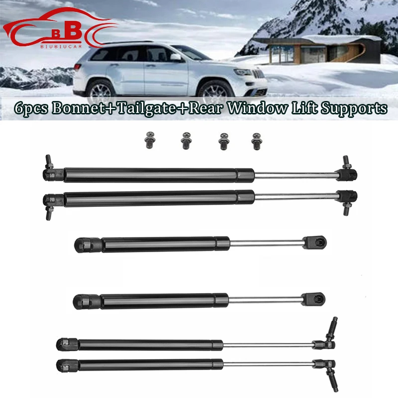 

6pcs JUniversal Hood Trunk DampersRear Window Pneumatic Support Rod For Jeep Grand Cherokee 1999-2004 55136764AA, 55137022AB,