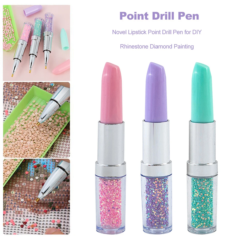 

New Lipstick Shape Point Drill Pen Diamond Painting Tool Diamond Pens 5D Diamond Painting Cross Stitch Drill Crafts Accessories