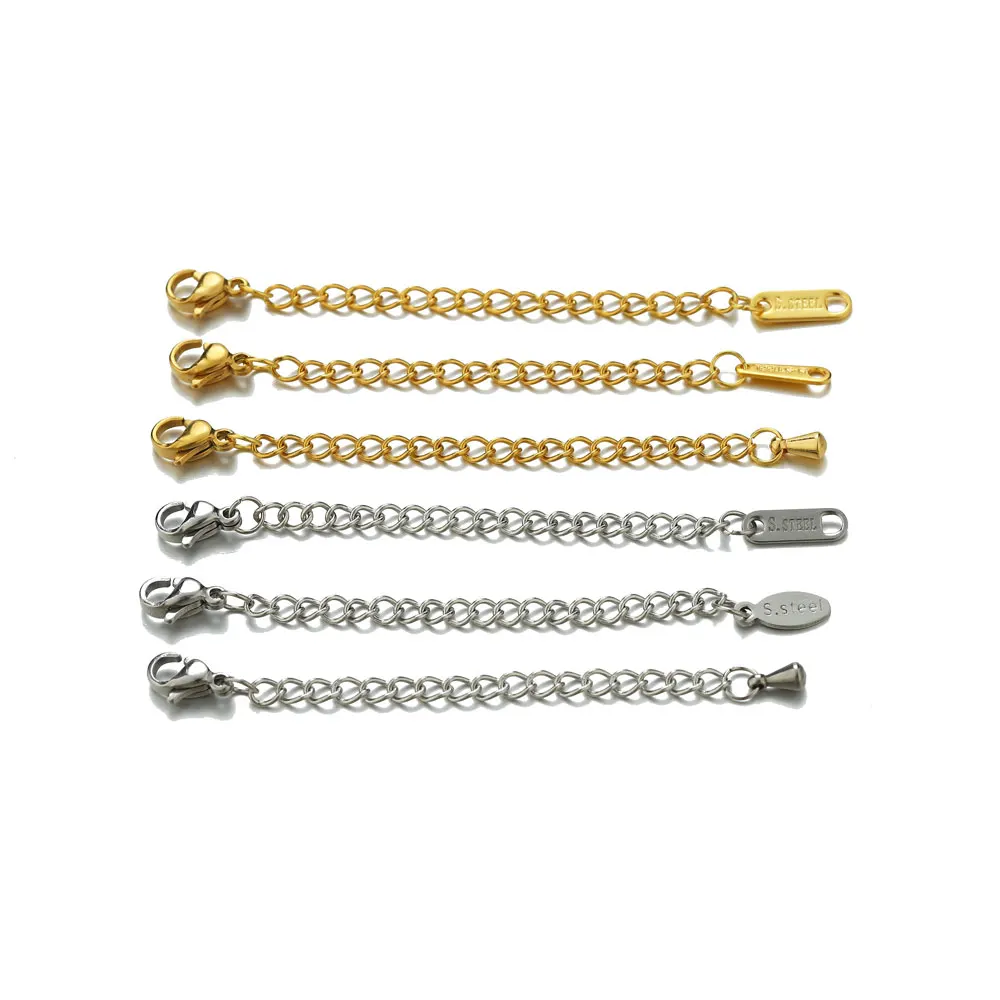 

10Pcs/Lot Stainless Steel Extension Extended Tail Chain Lobster Clasps Connector DIY Bracelet Necklace Jewelry Making Findings