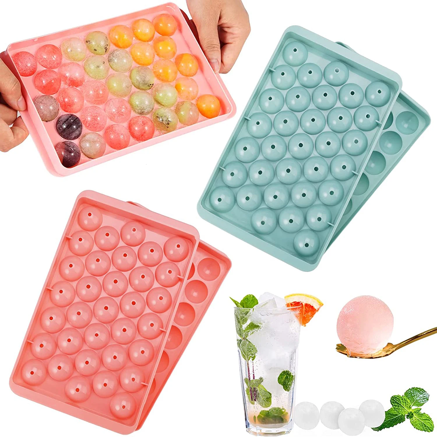 

Ice Cube Trays For Freezer Ice Ball Maker Mold Mini Circle Round Ice Cube Mold with Lid Making PCs for Cocktail Whiskey