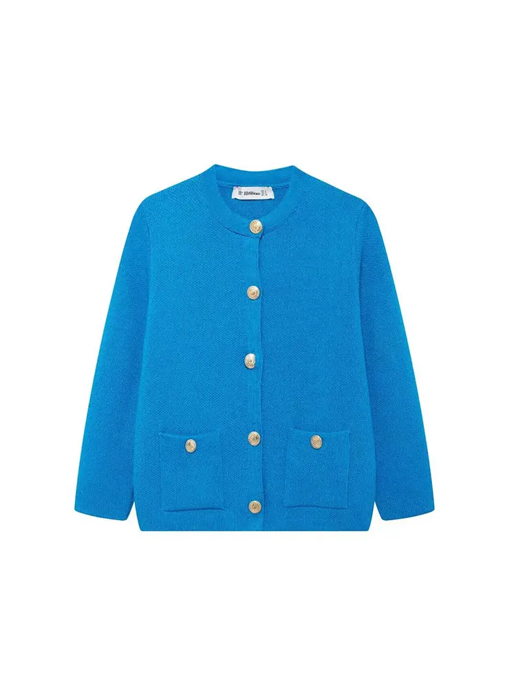 Женский трикотажный кардиган TRAF однобортный облегающий короткий свитер с