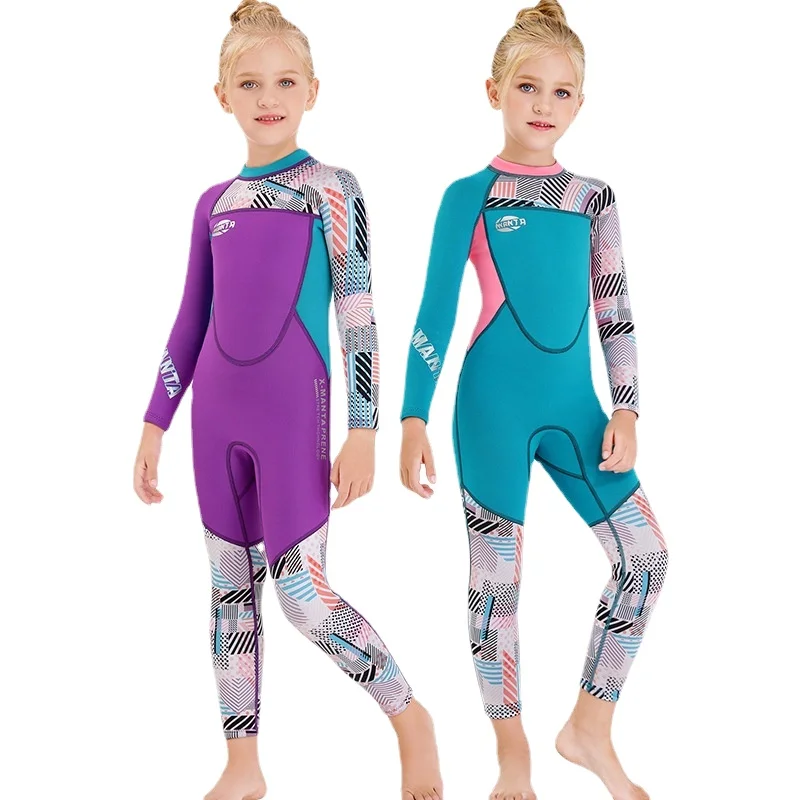 

Swimsuit Warm 2.5mm One-Piece Diving Suit Kids Long Sleeve Autumn Winter Cold Proof Snorkeling Surfing Jellyfish Suit