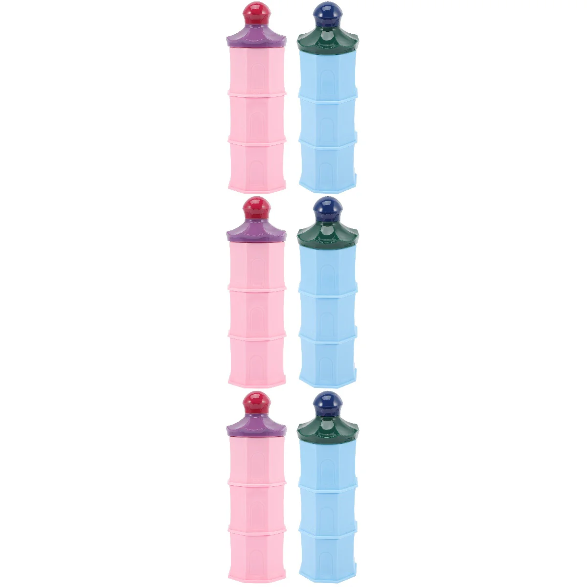 

6 pcs Powder Dispenser Portable Powder Box 3-layer Stackable Powder Box