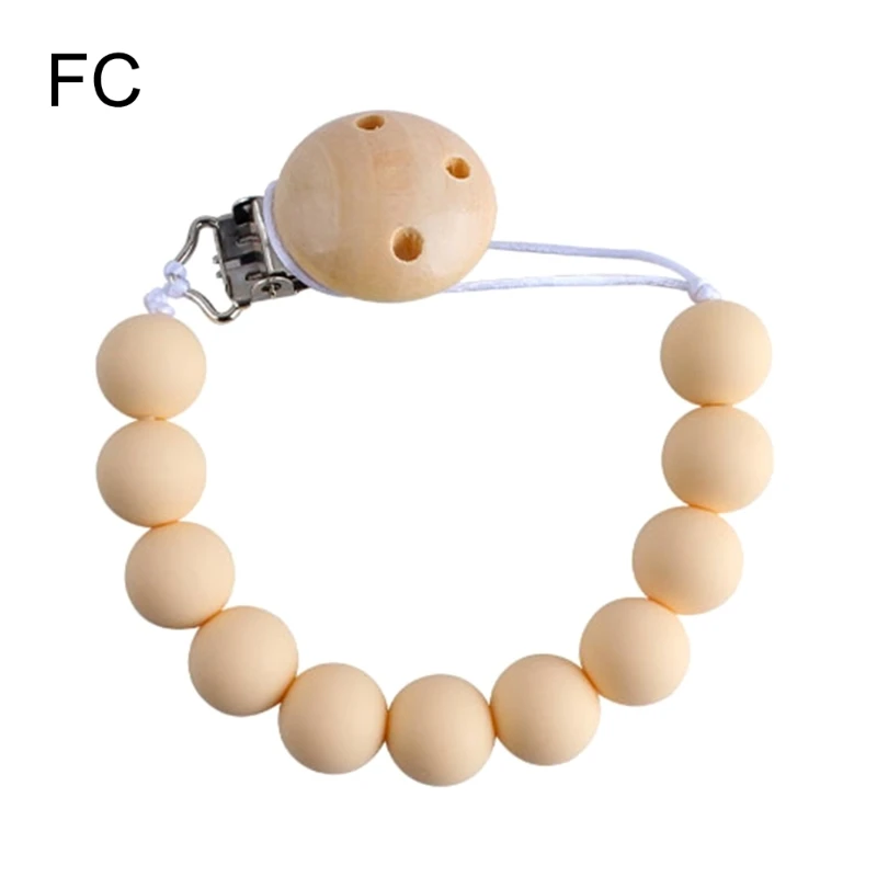 

Wooden Bead Pacifier Clips Silicone Chain Holder Newborn Soother Chains Nipple Holder for Babies