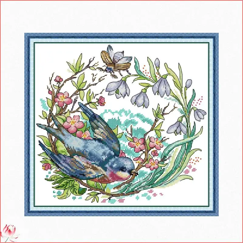 

Spring Birds And Flowers Counted Cross Stitch Kits DIY DMC Handmade 11CT 14CT Stamped Embroidery Needlework Home Deco Crafts