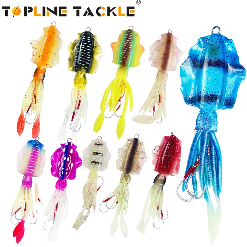 Topline Tackle Squid Jig Fishing Fake Lures Bite Cuttlefish Spinner Bait For Trolling Rockfishing Sea Fishing Vinilo De Pesca